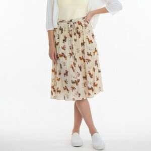 Modcloth Stir Things Up Piñata Skirt Women's Medium Cream Midi Retro Novelty
